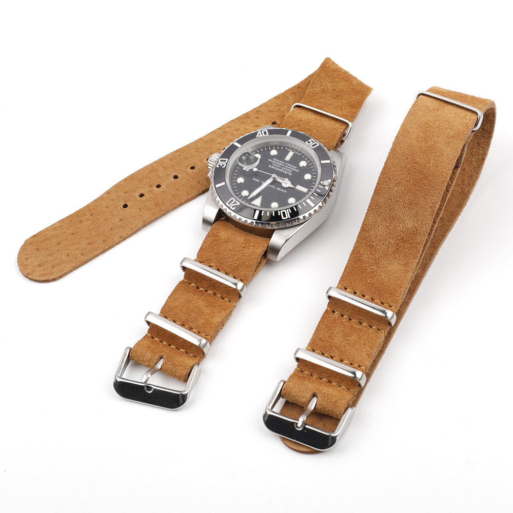 Nylon Nato Strap - Correa de cuero genuino de gamuza