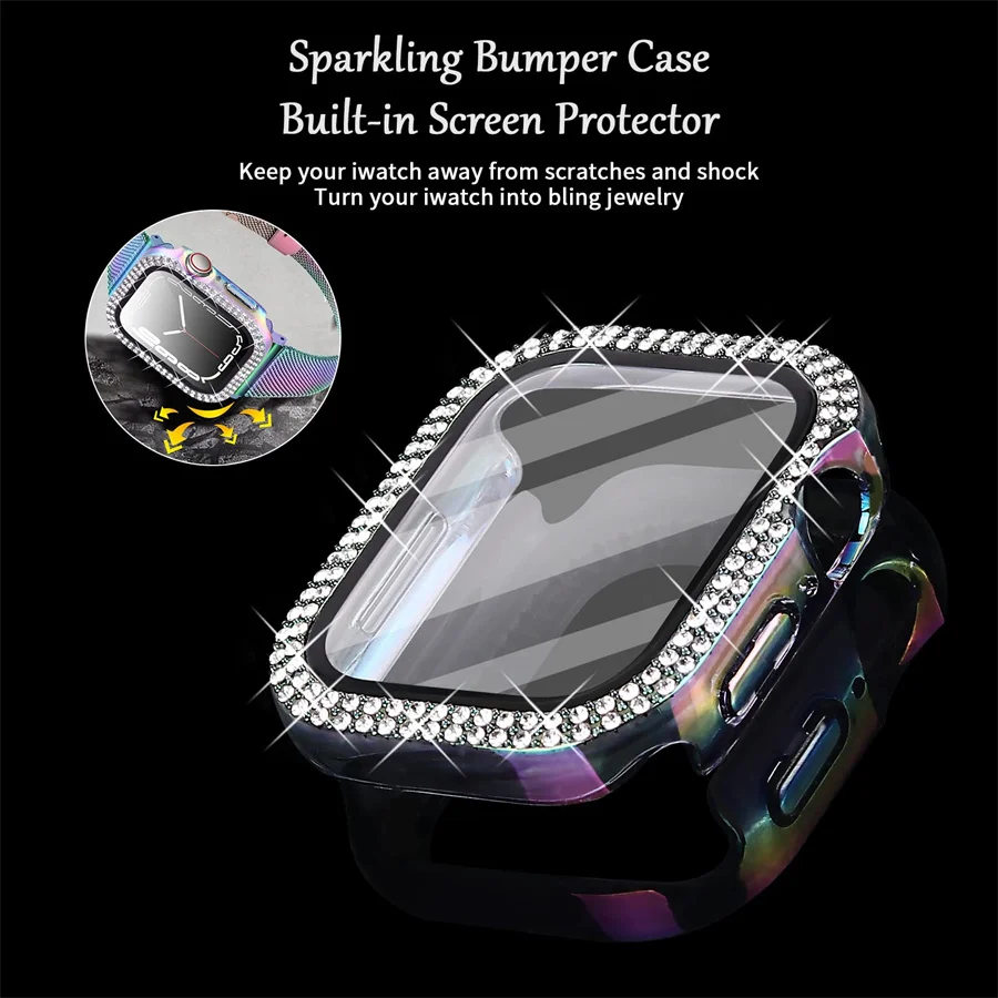 Cubierta de diamante para Appl - Smartwatch Band Accessories reseña y precio
